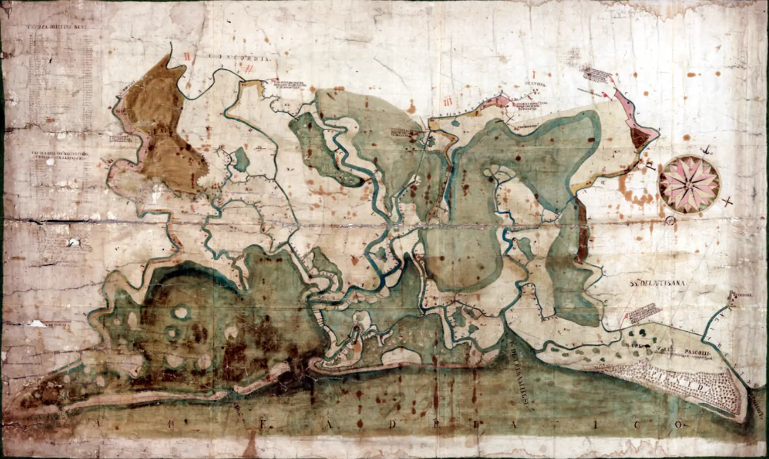 Mappa del 3 gennaio 1644. Autori: Alvise Scola, Francesco Alberti e Girolamo Fabris [Archivio di Stato di Venezia. Savi ed Esecutori alle Acque. Laguna, dis. 44]
